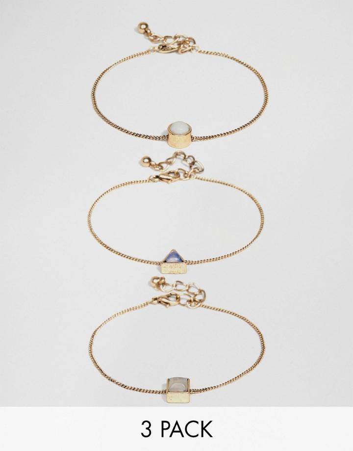 Asos Pack Of 3 Western Shapes Bracelet - Multi