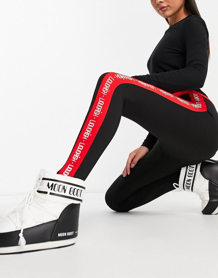 Liquorish Ski Base Layer Leggings In Black And Red-multi