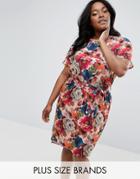 Club L Plus Floral Dress With Waist Tie - Multi