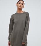 Asos Design Tall Oversize Sweater In Fine Knit-green