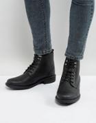 Brave Soul Milled Lace Up Boots In Black - Black