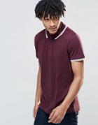 Brave Soul Tipped Polo Shirt - Red