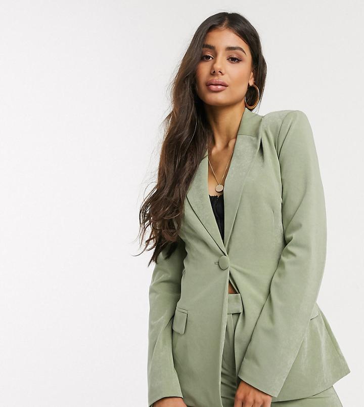 4th + Reckless Tall Exclusive Tie Front Blazer In Sage-gray