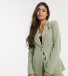 4th + Reckless Tall Exclusive Tie Front Blazer In Sage-gray