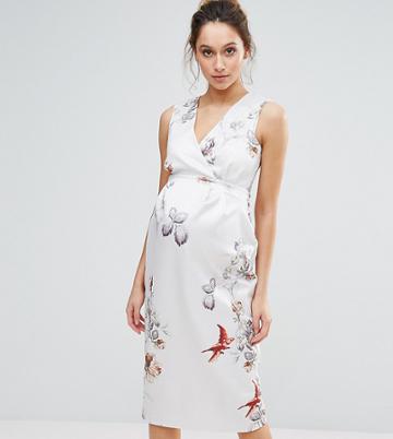 Hope & Ivy Maternity Floral Print Pencil Dress - Pink