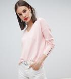 Esprit Lightweight Knitted Oversized V Neck Sweater-pink