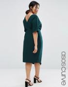 Asos Curve Plain Wiggle Cut Out Back Dress - Green