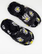 Asos Design Zane Chunky Slider Slippers In Black Floral