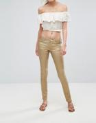 Deby Debo Long Beach Metallic Skinny Jeans - Gold