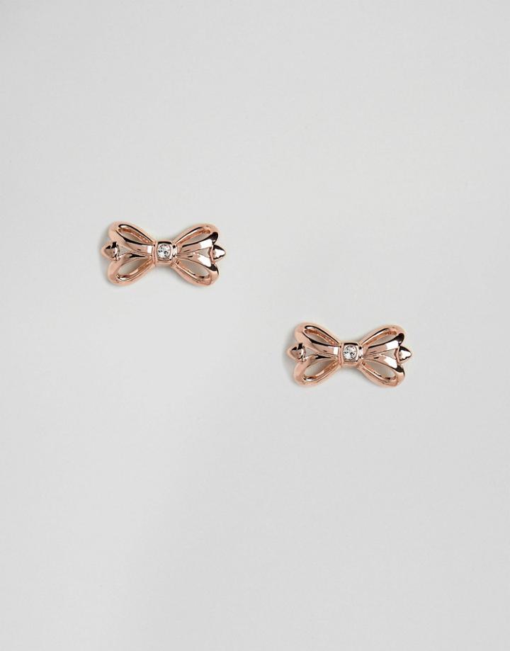 Ted Baker Harmone Rose Gold Mini Ornate Bow Stud Earrings - Gold