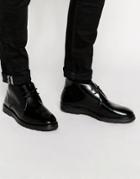 Asos Chukka Boots In Black Leather - Black