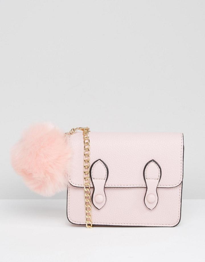 Asos Mini Satchel Bag With Detachable Pom - Pink