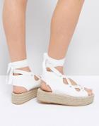 Asos Jaycena Lace Up Espadrille Sandals - White