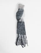 Lipsy Fluffy Plaid Scarf In Gray Plaid-grey