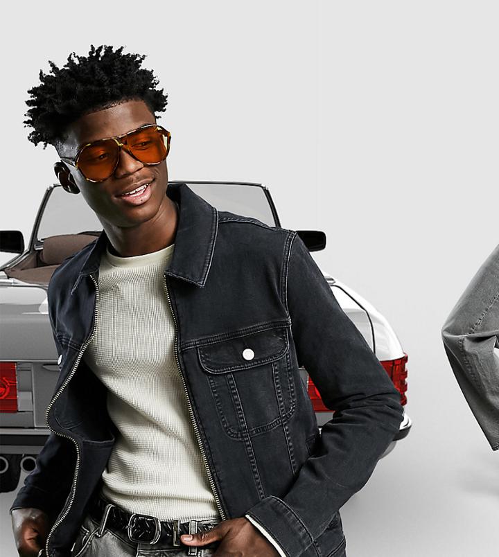 Asos Design Skinny Zip Through Denim Jacket In Washed Black