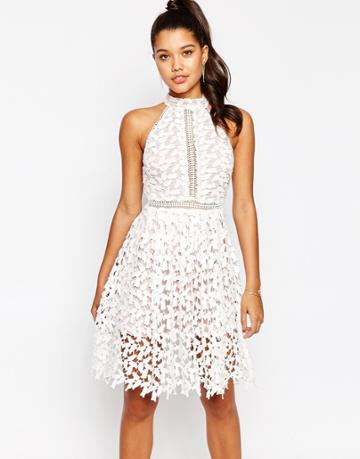 Love Triangle High Neck Midi Dress - White