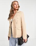 Parisian Double Breasted Blazer In Camel-neutral