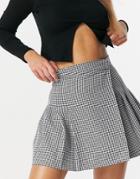 Asos Design Pleated Mini Skirt In Gingham-multi
