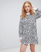 Lazy Oaf Spotty Zip Sweater Dress - White