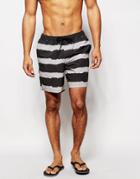 Asos Mid Length Swim Shorts With Spray Paint Stripe - Black