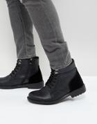 Brave Soul Lace Up Boots In Black - Black