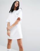 Asos Sweat Dress With Homegirl Embroidery - White