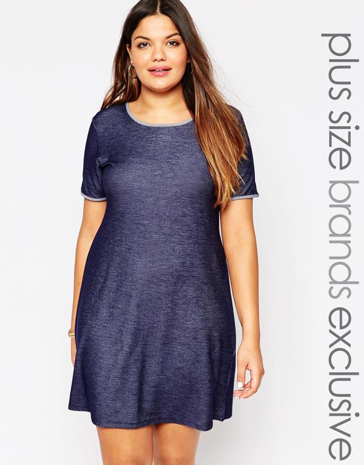 Pink Clove Denim Shift Dress - Blue
