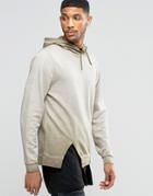 Asos Oversized Hoodie With Wash & Side Split - Green