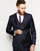 Asos Slim Fit Suit Jacket In 100% Wool - Navy