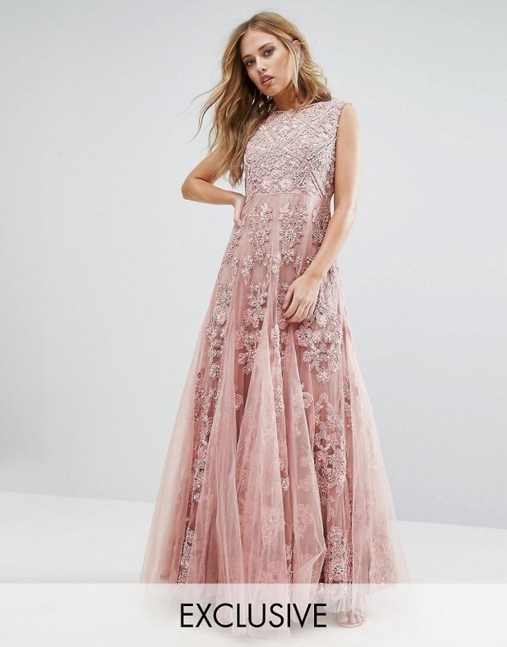 A Star Is Born Maxi Prom Dress With Embellishment - Pink