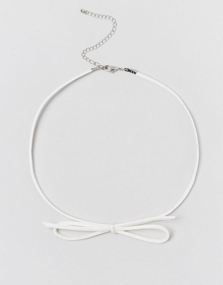 Asos Bow Choker Necklace - White