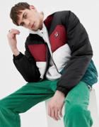 Fila White Line Neo Paneled Puffer Jacket In Black