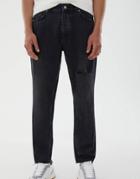 Pull & Bear Straight Leg Jeans With Rips In Black