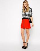 Asos A-line Mini Skirt In Crepe With Zip Front - Red