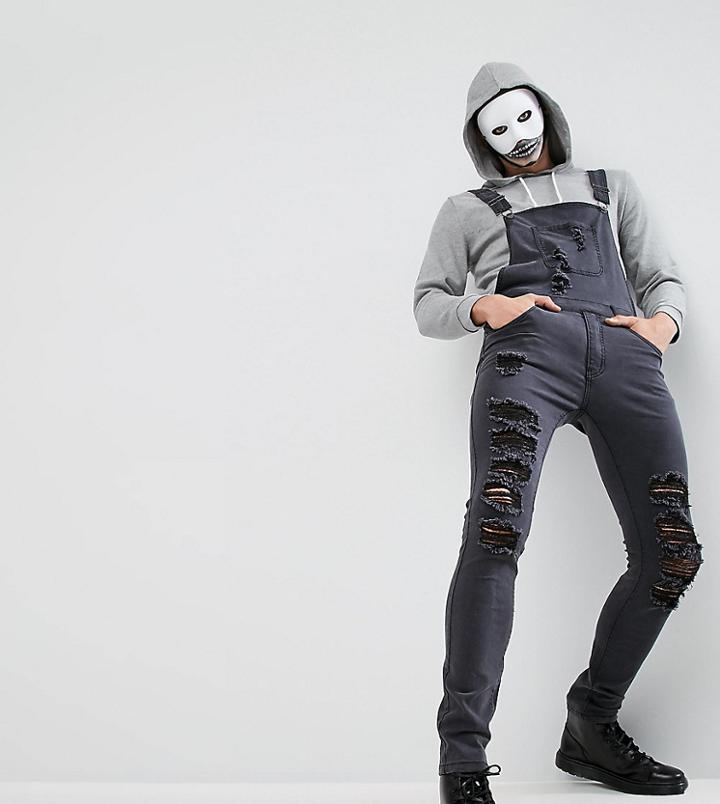 Liquor N Poker Halloween Extreme Distressed Ripped Overall - Black