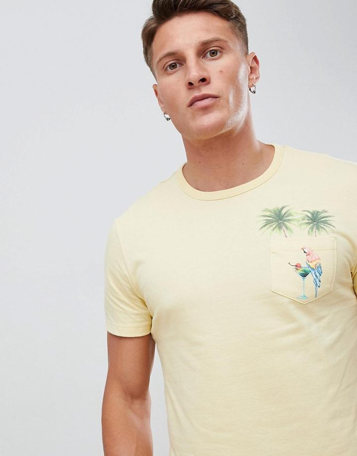 Burton Menswear T-shirt With Pocket In Yellow - Yellow