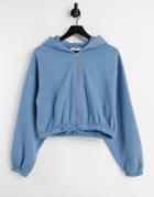 Weekday Miriam Organic Cotton Zip Up Hoodie-blues