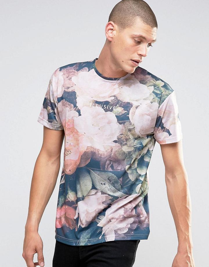 Illusive London T-shirt In Floral Print - Multi