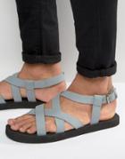 Asos Cross Over Sandals In Gray Nubuck Leather - Gray
