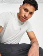 Asos Design Organic Raglan T-shirt With Crew Neck In Off White And Green-multi