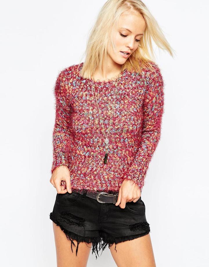 Ax Paris Sweater In Mix Knit - Pink Multi