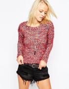 Ax Paris Sweater In Mix Knit - Pink Multi