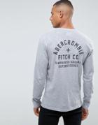 Abercrombie & Fitch Long Sleeve Top Slim Fit Logo Back Print In Gray - Gray