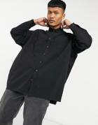 Asos Design Oversized Boxy Shirt In Washed Black-grey