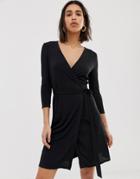Mango V Neck Wrap Dress Black - Black