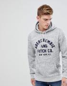 Abercrombie & Fitch Large Front Flock Logo Hoodie In Gray Marl - Gray