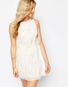 Asos Mini Broderie Double Layer Sundress - Cream