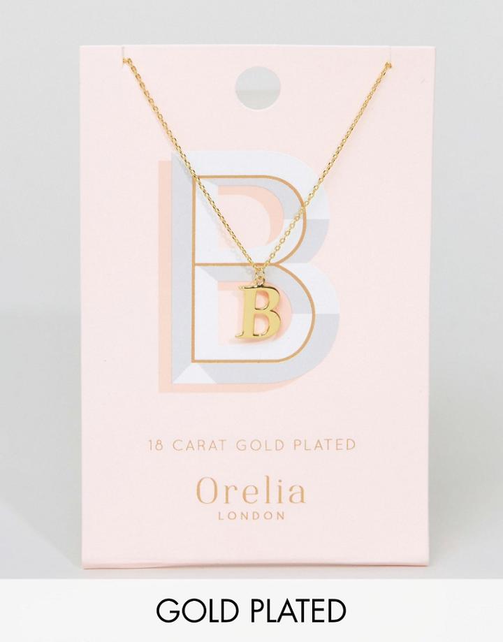 Orelia Gold Plated Large B Initial Necklace - Gold