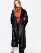 Urbancode Faux Pony Skin Coat With Detachable Sleeve - Black