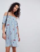 Vila Stripe Floral Bardot Dress - Multi
